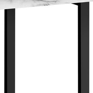 HomeRoots 47" Sleek White and Black Sled Desk with Metal Accents – Modern Design, Reversible Assembly & Storage 489908