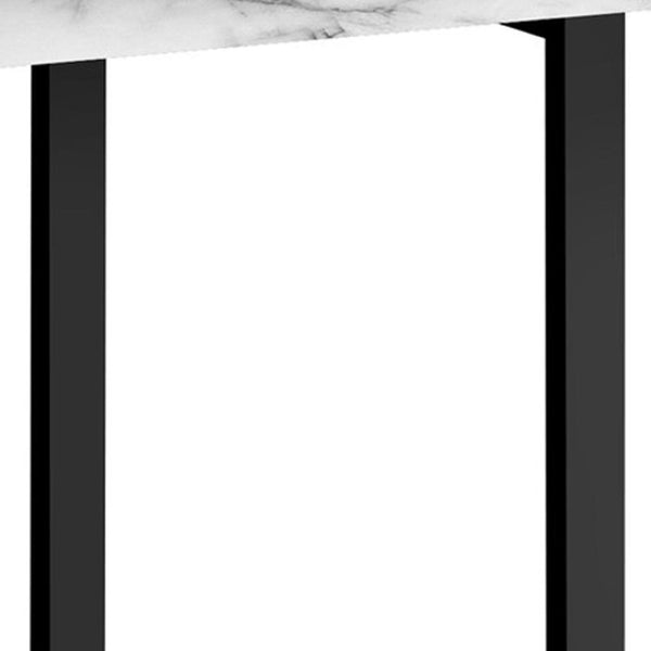 HomeRoots 47" Sleek White and Black Sled Desk with Metal Accents – Modern Design, Reversible Assembly & Storage 489908