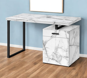 Homeroots 47" Sleek White And Black Wood And Metal Sled Computer Desk With Versatile Assembly And Storage   489908
