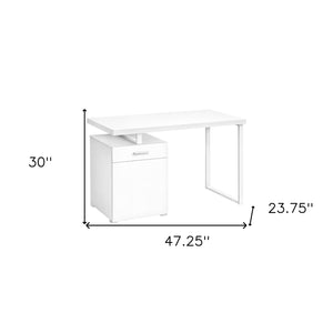 Homeroots 47" White Wood & Metal Sled Computer Desk - Stylish, Adjustable, And Durable For Your Office Space   489909
