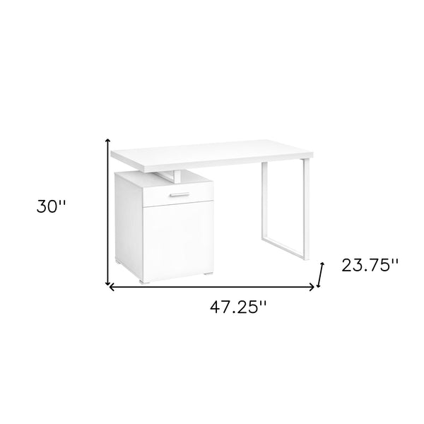 Homeroots 47" White Wood & Metal Sled Computer Desk - Stylish, Adjustable, And Durable For Your Office Space   489909