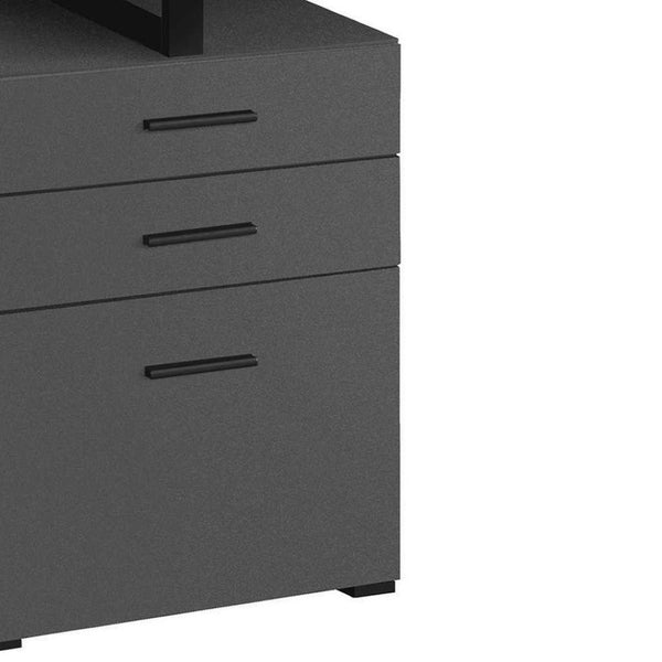 HomeRoots 47" Contemporary Gray and Black Wood-Metal Sled Desk with 3 Drawers – Stylish, Durable, Versatile Workspace 489910
