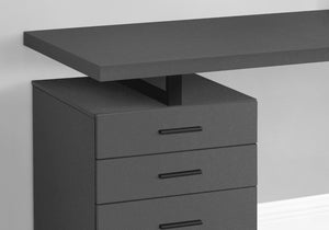 HomeRoots 47" Contemporary Gray and Black Wood-Metal Sled Desk with 3 Drawers – Stylish, Durable, Versatile Workspace 489910