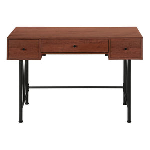 HomeRoots 47" Stylish Brown and Black Computer Desk with Three Drawers for Modern Home Office Efficiency 489912