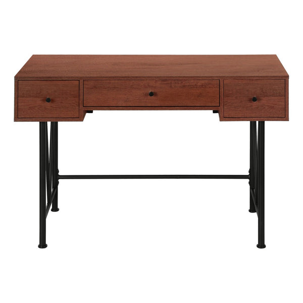 HomeRoots 47" Stylish Brown and Black Computer Desk with Three Drawers for Modern Home Office Efficiency 489912