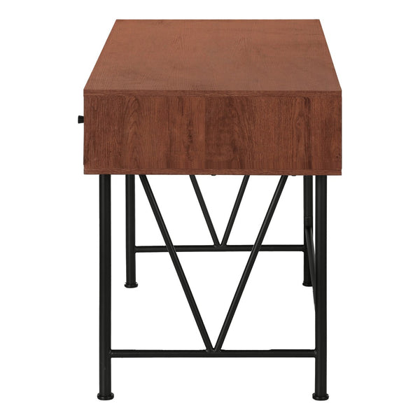 HomeRoots 47" Stylish Brown and Black Computer Desk with Three Drawers for Modern Home Office Efficiency 489912