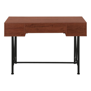 HomeRoots 47" Stylish Brown and Black Computer Desk with Three Drawers for Modern Home Office Efficiency 489912