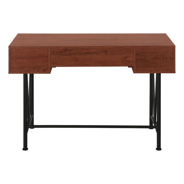 HomeRoots 47" Stylish Brown and Black Computer Desk with Three Drawers for Modern Home Office Efficiency 489912