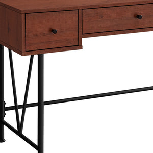 Homeroots 47" Brown And Black Computer Desk With Three Drawers   489912