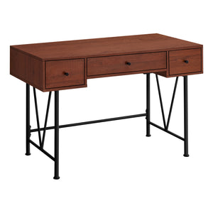 Homeroots 47" Brown And Black Computer Desk With Three Drawers   489912