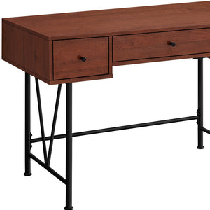 Homeroots 47" Brown And Black Computer Desk With Three Drawers   489912