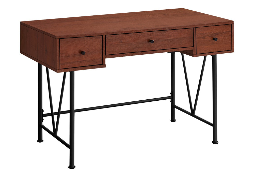 HomeRoots 47" Stylish Brown and Black Computer Desk with Three Drawers for Modern Home Office Efficiency 489912