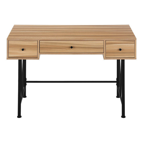 HomeRoots 47" Brown and Black Computer Desk – Industrial Style with 3 Drawers for Organized Workspace Elegance 489913