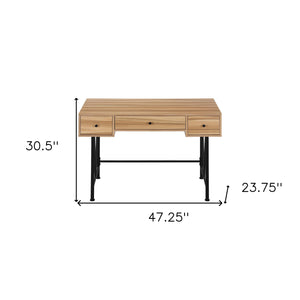 Homeroots 47" Brown And Black Computer Desk With Three Drawers   489913