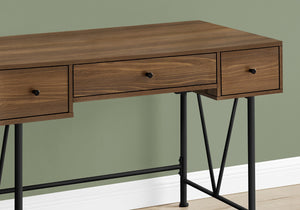 HomeRoots 47" Brown and Black Wood and Metal Sled Desk - Stylish Workstation with 3 Drawers for Home Office 489914