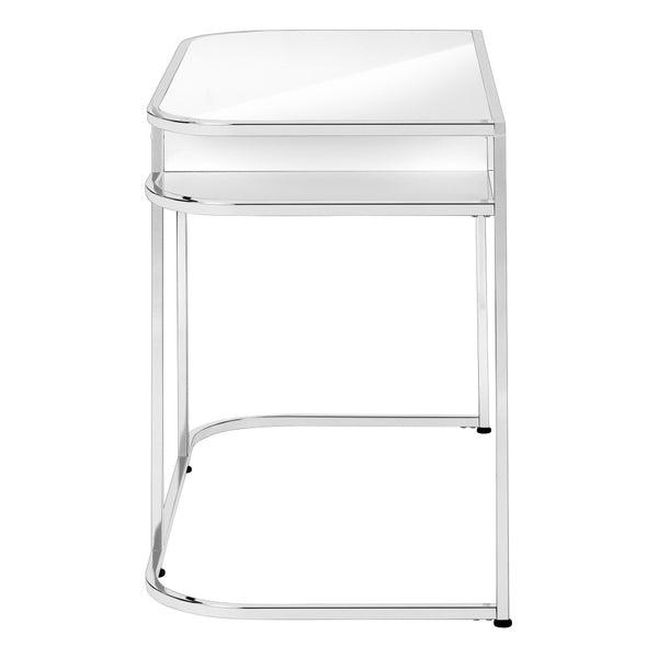 HomeRoots 47" White and Silver Wood and Metal Sled Desk - Modern Workspace Solution with Storage & Style 489915