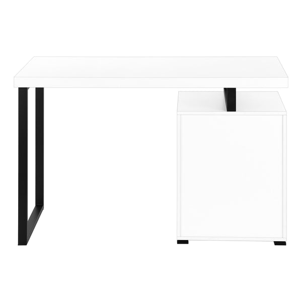 Homeroots 47" White And Black Wood And Metal Sled Desk With 3 Drawers - Stylish, Durable & Space-saving Design   489922