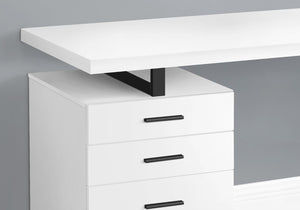 Homeroots 47" White And Black Wood And Metal Sled Desk With 3 Drawers - Stylish, Durable & Space-saving Design   489922