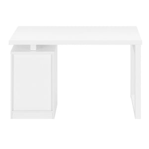 HomeRoots 47" White Computer Desk with Versatile Storage, Reversible Design & Elegant Finish for Home Office 489923