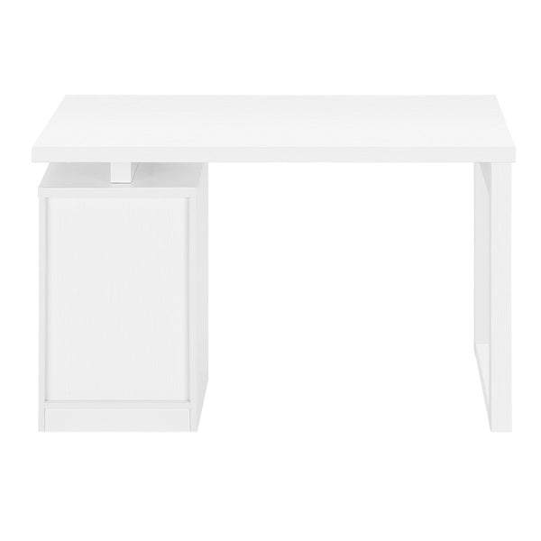 HomeRoots 47" White Computer Desk with Versatile Storage, Reversible Design & Elegant Finish for Home Office 489923
