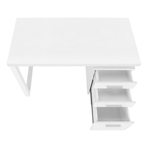 HomeRoots 47" White Computer Desk with Versatile Storage, Reversible Design & Elegant Finish for Home Office 489923