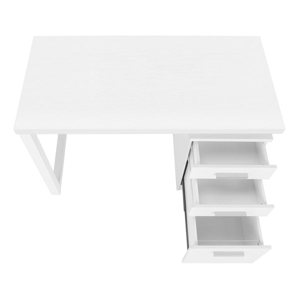 HomeRoots 47" White Computer Desk with Versatile Storage, Reversible Design & Elegant Finish for Home Office 489923