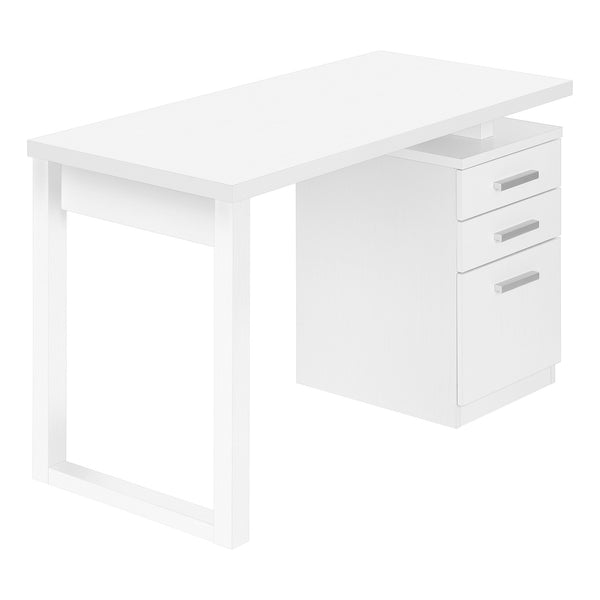 Homeroots 47" White Computer Desk With Three Drawers   489923