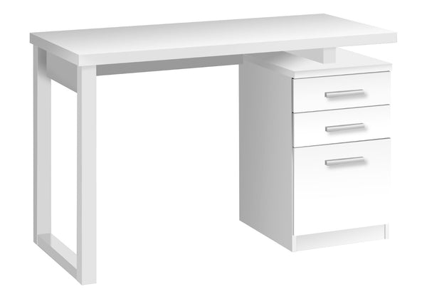 HomeRoots 47" White Computer Desk with Versatile Storage, Reversible Design & Elegant Finish for Home Office 489923