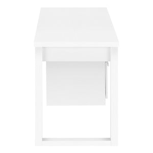 HomeRoots 47" White Computer Desk with Versatile Storage, Reversible Design & Elegant Finish for Home Office 489923