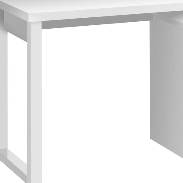 HomeRoots 47" White Computer Desk with Versatile Storage, Reversible Design & Elegant Finish for Home Office 489923