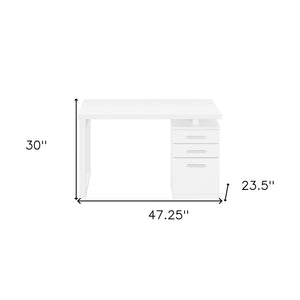 Homeroots 47" White Computer Desk With Three Drawers   489923