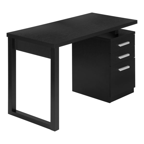 Homeroots 47" Black Computer Desk With Three Drawers   489924