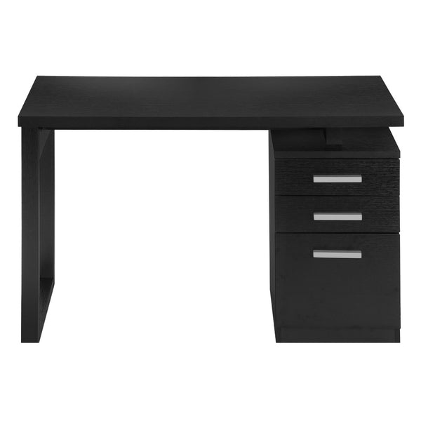 HomeRoots 47" Black Computer Desk - Versatile Reversible Design with 3 Drawers for Organized Workspace Bliss 489924