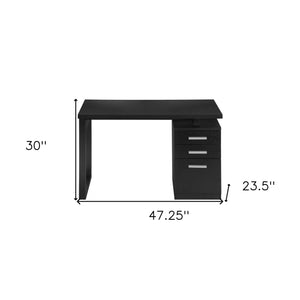 Homeroots 47" Black Computer Desk With Three Drawers   489924