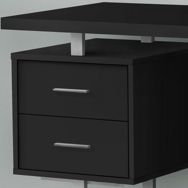 HomeRoots 60" Black and Gray Wood & Metal Sled Desk - Stylish, Spacious, and Versatile for Modern Workspaces 489925