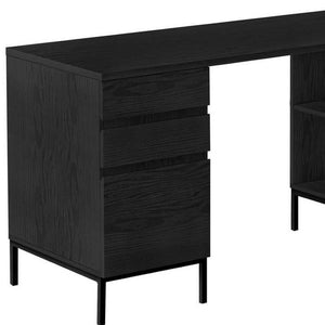 HomeRoots 60" Black L-Shaped Computer Desk with 3 Drawers - Modern, Space-Saving Design for Home Office Use 489927