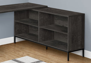 HomeRoots 60" Gray and Black L-Shaped Computer Desk with Drawers - Modern, Durable, Perfect for Home Office! 489928