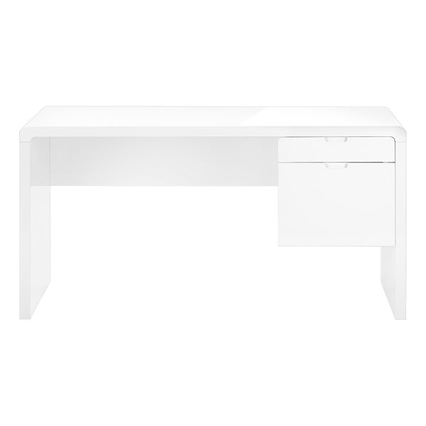 HomeRoots 60" White Computer Desk - Elegant Workspace Solution with 2 Drawers for Organization & Style 489929