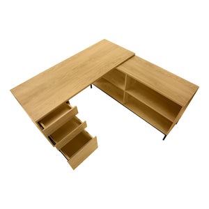 Homeroots 60" Brown And Black L Shape Computer Desk With Three Drawers   489930