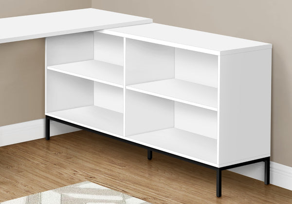 HomeRoots 60" Modern L-Shaped Computer Desk in White and Black - Spacious, Stylish, and Highly Functional 489931
