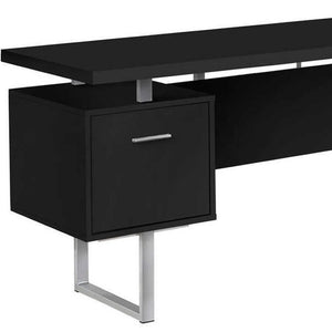 HomeRoots 71" L-Shaped Black and Gray Computer Desk with Versatile Configuration, Three Drawers & Modern Style 489934