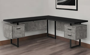 Homeroots 71" Black L Shape Computer Desk With Three Drawers   489935