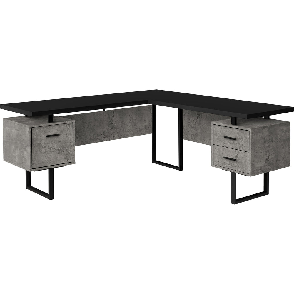 Homeroots 71" Black L Shape Computer Desk With Three Drawers   489935
