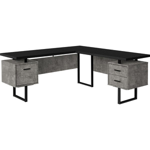Homeroots 71" Black L Shape Computer Desk With Three Drawers   489935