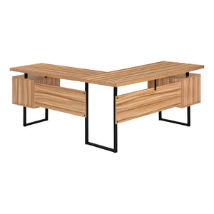 HomeRoots 71" Brown and Black L-Shaped Computer Desk with Three Drawers for Stylish & Functional Workspaces 489938