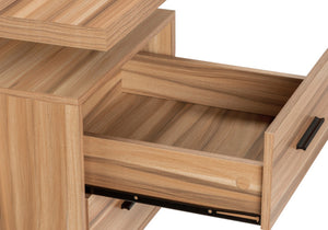 HomeRoots 71" Brown and Black L-Shaped Computer Desk with Three Drawers for Stylish & Functional Workspaces 489938