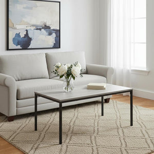 HomeRoots 40" Gray and Black Wood & Metal Coffee Table - Stylish Modern Centerpiece for Living Room & Office 489940