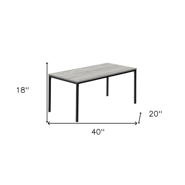 Homeroots 40" Gray And Black Wood And Metal Coffee Table   489940