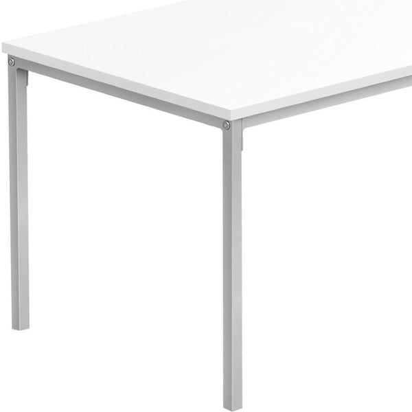 HomeRoots 40" White and Silver Metal Coffee Table - Modern Rectangular Design for Stylish Living Spaces and Durability 489941