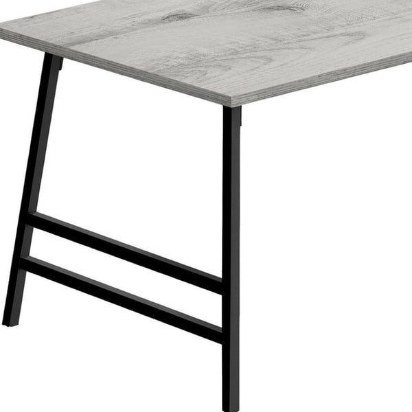 HomeRoots 40" Gray and Black Metal Coffee Table - Modern Eucalyptus-Inspired Design for Stylish Living Rooms 489943
